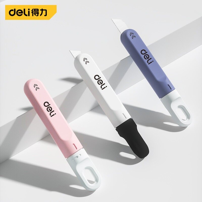 Deli Mini Utility Knife Creative Rotate Small Box Cutter SK5 Blade DIY Art Retractable  pocket couteau Household Stationery Tool