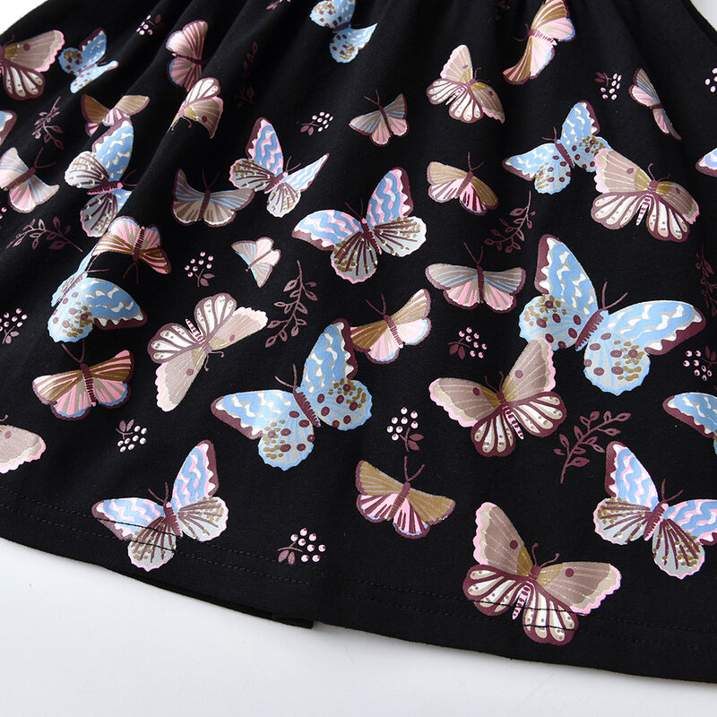 DXTON-vestidos de algodón con estampado de mariposa para niña, ropa informal de manga larga para otoño y primavera