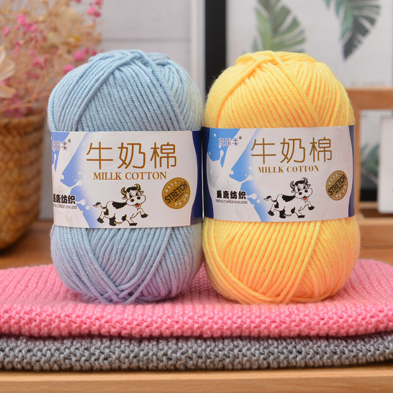 DIY-縫製用の色とりどりの柔らかい綿ウール,セーターとスカーフ用の5層手編み糸,50g