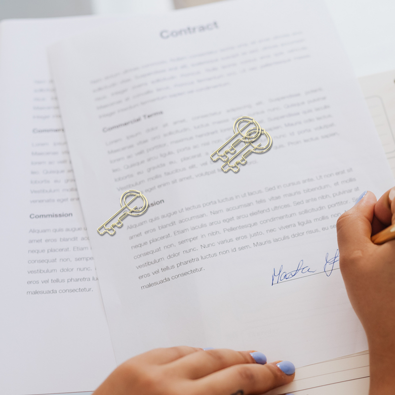 30 Pcs Key Paper Clip Gold Clips Exquisite Decorative Office Document Accessories