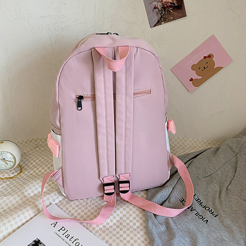 New Fashion College Girls Laptop Backpack Cute School Bag Canvas Women Mochila Kawaii Bookbag Female Shoulder Travel Rucksack