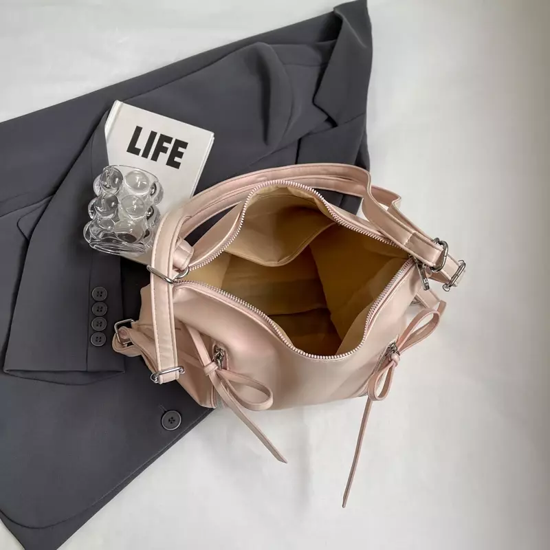 Tas tangan kulit Pu pita kecil perak untuk wanita 2024 tas tangan mode desainer tren musim panas dan tas selempang tren