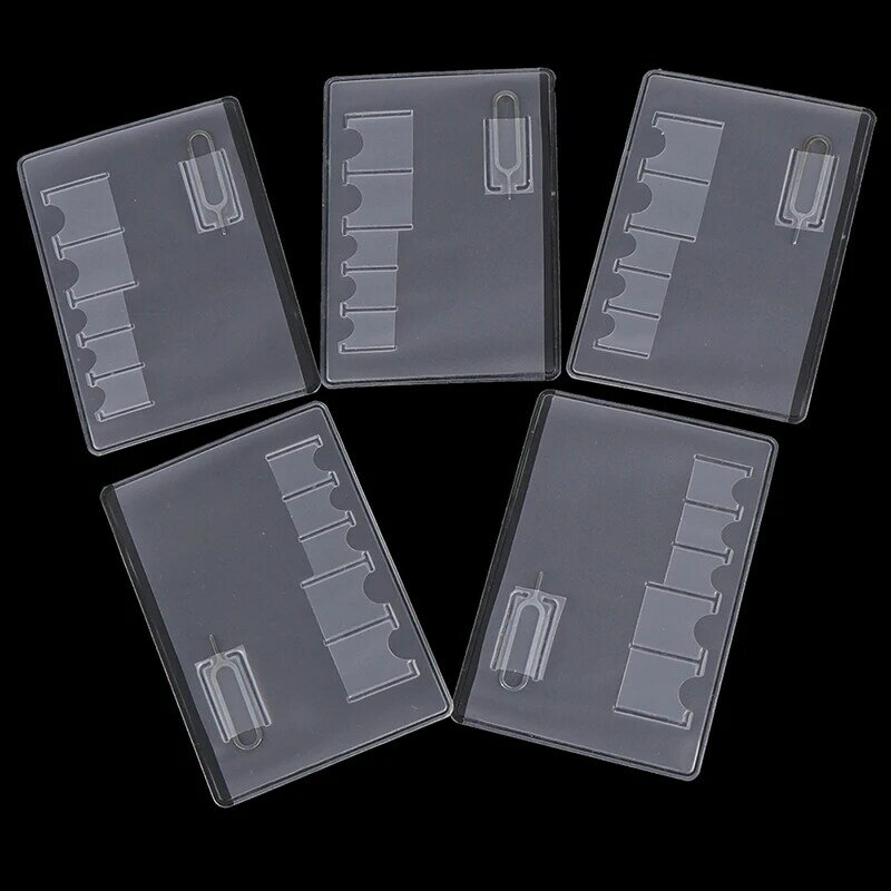 Funda Universal transparente para tarjeta de memoria, estuche de almacenamiento, Protector portátil, fácil de llevar, 5 piezas, 6 tarjetas Sim
