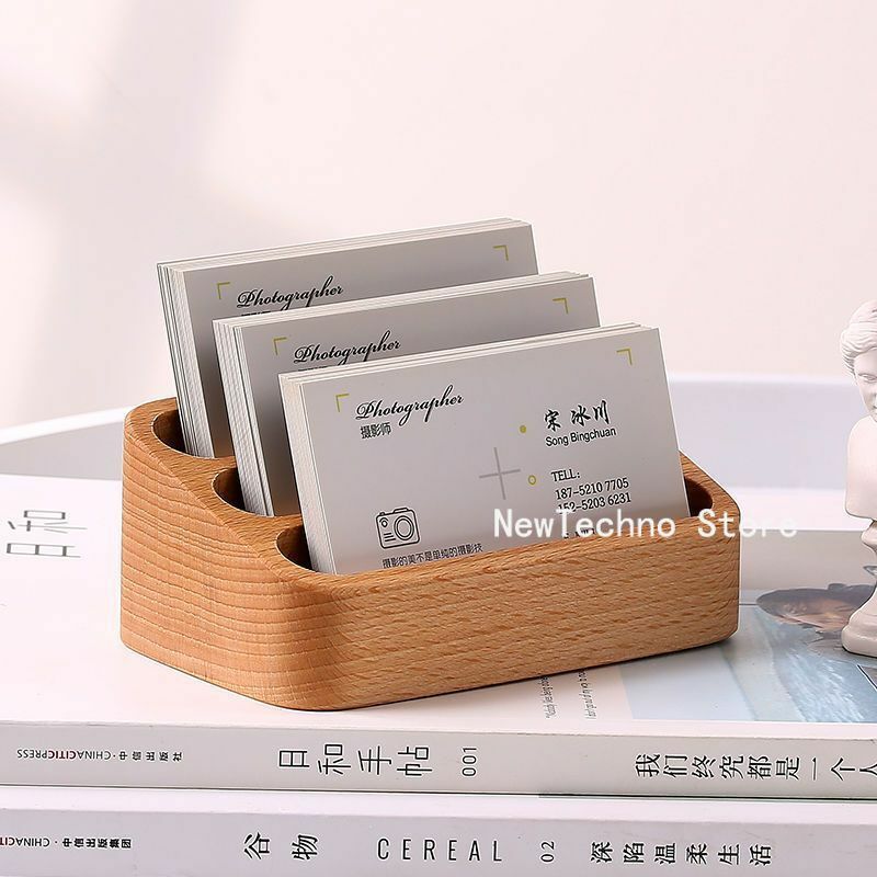 Massivholz Desktop Visitenkarte Display Stand Memo Halter Aufbewahrung sbox Buche Holz Karte Organizer für Büro