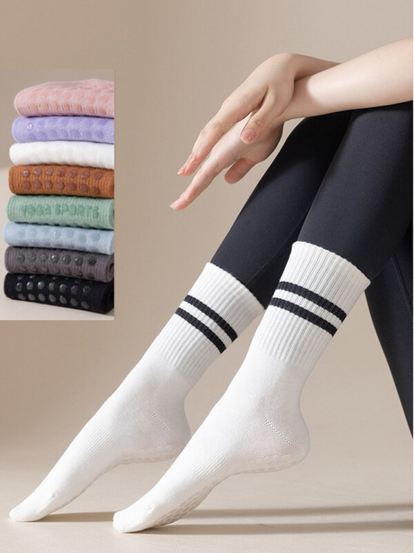 Нескользящие силиконовые однотонные хлопковые профессиональные носки для йоги женские носки для улицы для танцев фитнеса пилатеса Бега Носки для пола