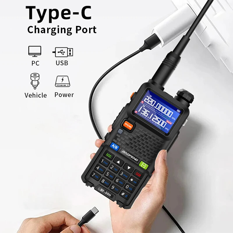Baofeng UV 5RH 10W Full Bands Walkie Talkie Wirless Copy Frequency Type-C Charger Upgraded UV 5R Transceiver Ham Two Way Radio