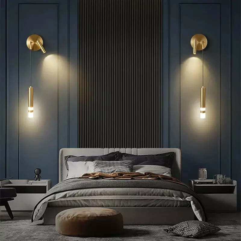 Lampada da parete a LED lampade da parete regolabili a doppia testa nordica lampade da lettura da comodino per camera da letto Creative applique per interni in acrilico per la casa