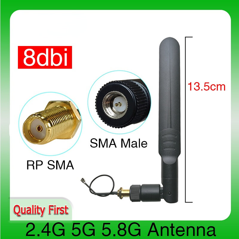 Griwi 와이파이 안테나 pbx 듀얼 밴드 8dBi SMA 수 커넥터, 와이파이 2.4 IOT 5.8G 안테나, 21cm RG178 피그테일 케이블, 2.4GHz, 5.8Ghz