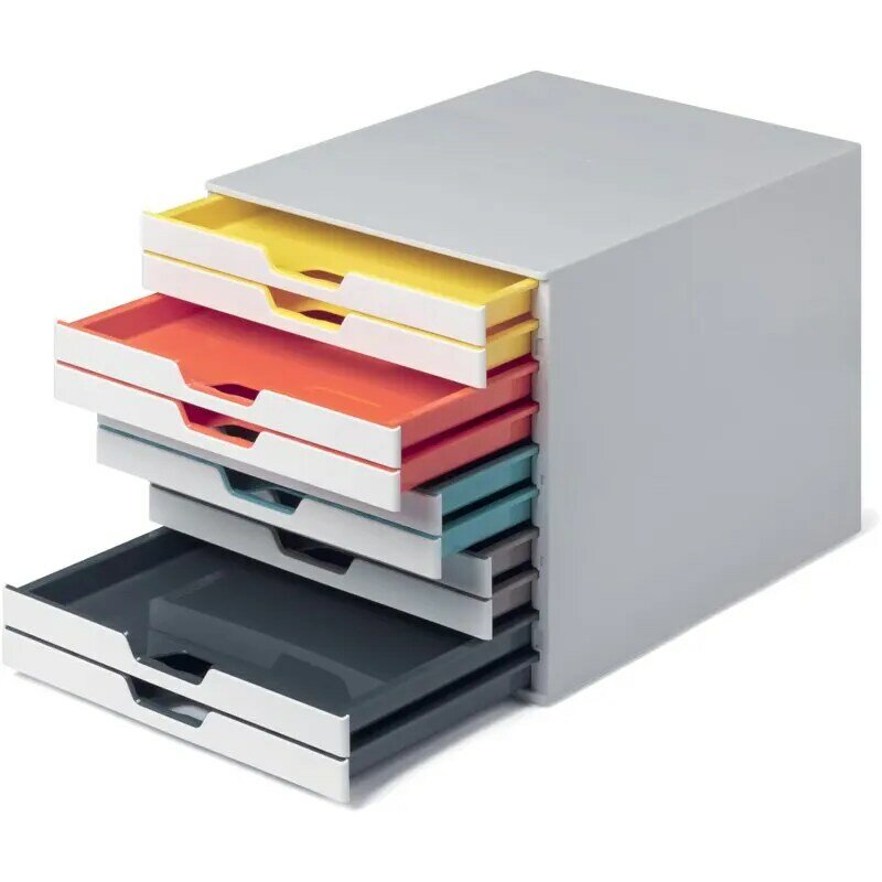 Varicolor-caja de almacenamiento para escritorio, 10 cajones, 11 "de altura X 11,5" de ancho X 14 "de profundidad, Blanco/multicolor