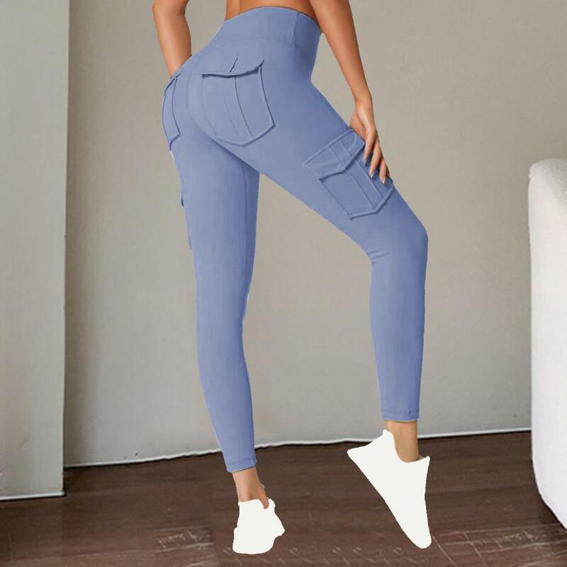 Mallas elásticas de cintura alta para mujer, pantalones de Yoga con Control de barriga, múltiples bolsillos, para correr y Deportes