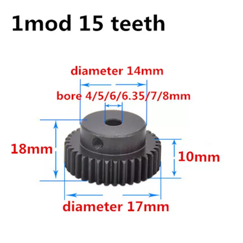 2ชิ้น1 Mod 1โมดูลัสชั้นวางเกียร์เหล็ก10*10*500มม. + 2ชิ้น1ม. 17ฟัน15ฟันเฟืองเหล็ก45เฟืองโลหะ