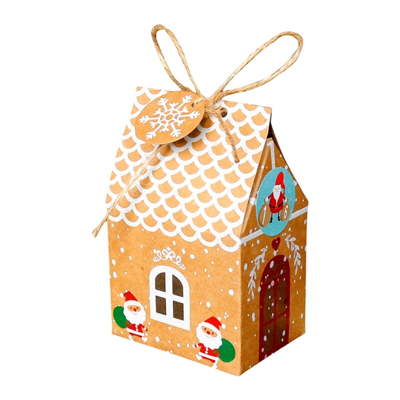 DIY クリスマス アドベント カレンダー ボックス 24 セット クリスマス ハウス クラフト紙バッグ 子供用 大人用 クリスマス ギフト パッケージへのカウントダウン