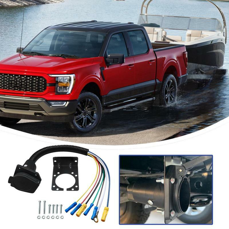 Trailer Light Connector Socket copper Pigtail Wiring Harness Vehicle Side Reliable Protection Wire Electrical Trailer Adapter