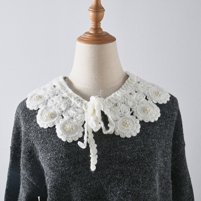 Camisa bordada Vintage de cuello falso para mujer, camisa desmontable, blusa, suéter, accesorio de cuello falso