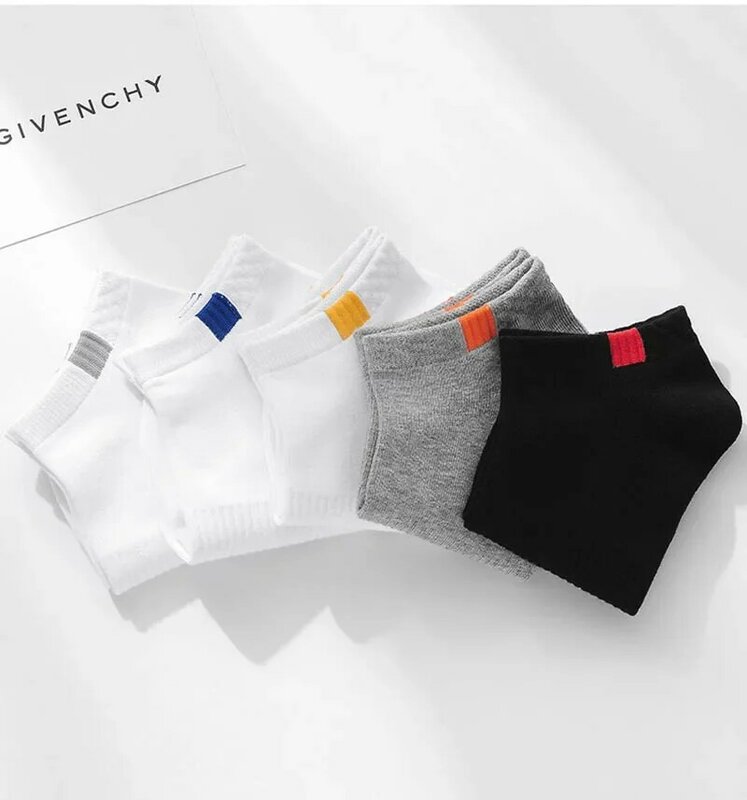 5 Pairs Solid Color Casual Cotton Men Short Socks Fashion Breathable Boat Socks Low Casual Comfortable Men Socks White Hot Sale