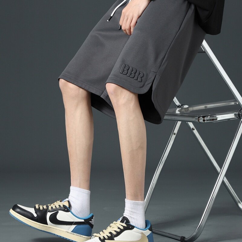 2024 Sommer Männer Brief geprägt Shorts Streetwear lose gerade Strand Shorts koreanische Mode lässig vielseitige dünne Trend Shorts