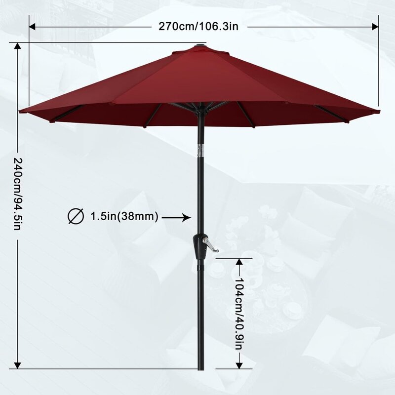 MASTERCANOPY 파티오 우산, 야외 시장 테이블용, 해변용 피크닉 우산, 8 리브 (야외 햇빛가리개 만 포함)