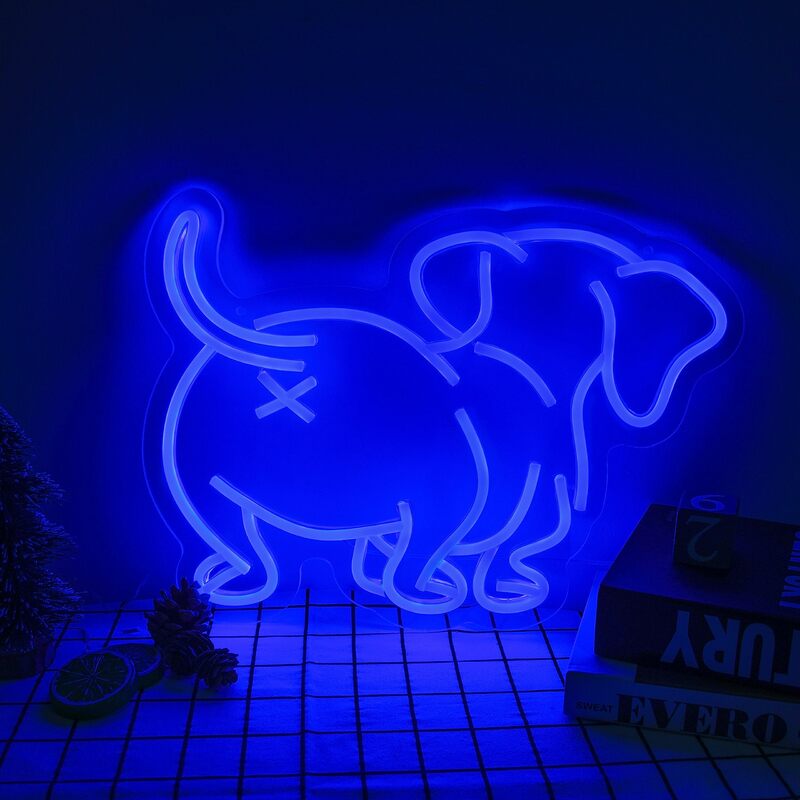Letrero de neón de perro lindo, luz LED de noche, decoración de dormitorio de niños, lámparas de mesa de escritorio, regalo de cumpleaños