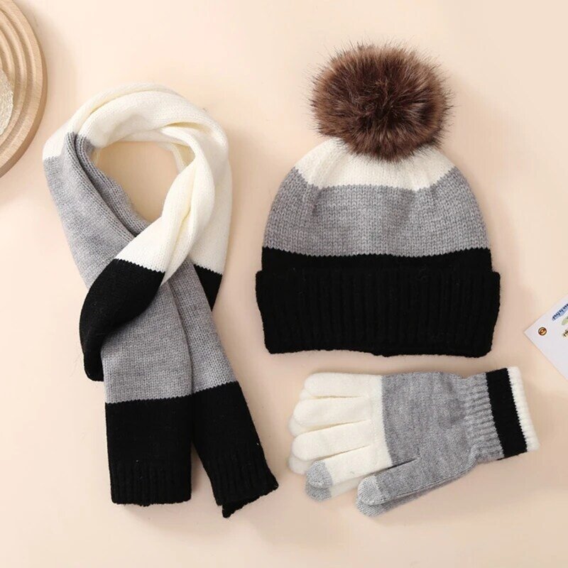 Зимняя теплая вязаная шапка-шапочка для малышей, мальчиков и девочек, шарф для детей от 8 до 15 лет