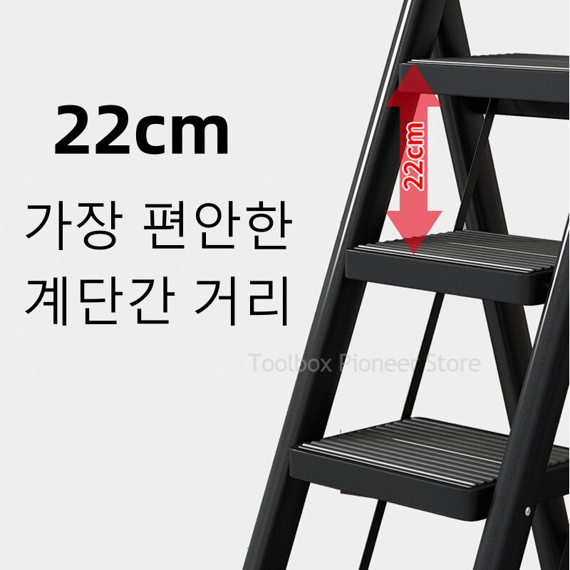 Tangga lipat baja karbon 3 langkah, kursi tangga lipat Anti selip, kursi tangga Herringbone lipat