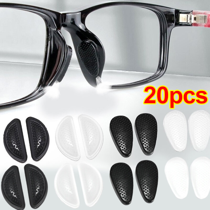 Almohadillas de silicona transparente para gafas, almohadillas suaves para la nariz, cómodas, antideslizantes, 2/20 piezas