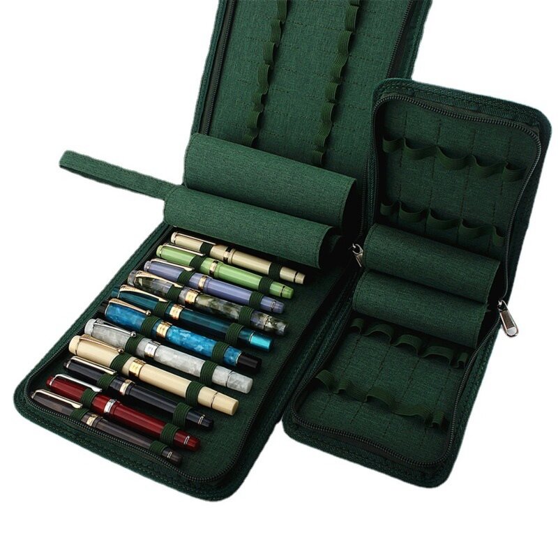 10 /24/48 Slots Large Capacity Fountain Pencil Case Zipper Pen Container Bag Dustproof 4 Colors Office School Supplies