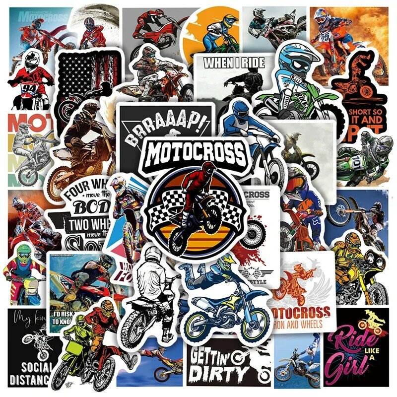 50Sheets Dirt Bike Graffiti Stickers Water Cup Luggage Laptop Scooter Motorcycle Decorative Stickers
