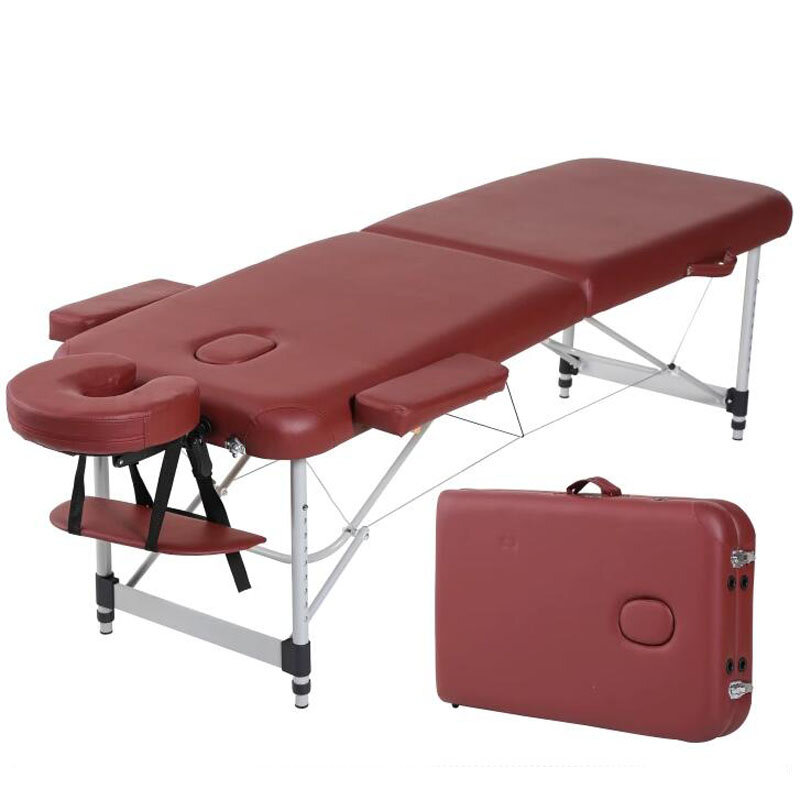 Cama de masaje plegable de aleación de aluminio con estuche de transporte, mesas de masaje de belleza para Spa, muebles de salón, altura ajustable, 185x60cm