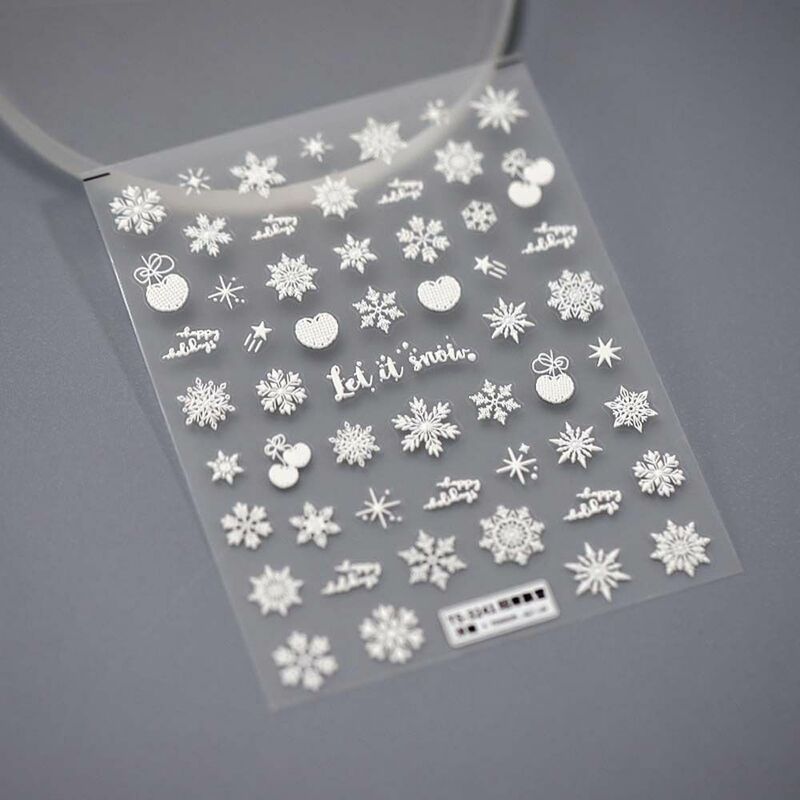 Merry Christmas Nail Art Sticker 3D Sliders Snowflake Elk Snowman Rabbit Decals Nail Decorations for Manicure Accessories