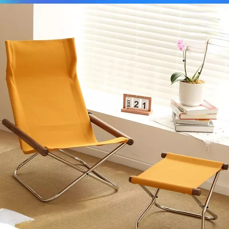 Portátil Folding Canvas Recliner Chair, Varanda ao ar livre Camping Backrest Stool, Internet Celebrity Ins, preguiçoso doméstico, simples