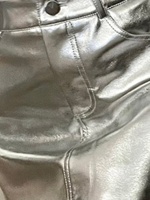 Lautaro letnia jesień różowa srebrna odblaskowa błyszcząca lakierowana krótka spódniczka dla kobiet wysoka talia linia krótka seksowna odzież Y2K