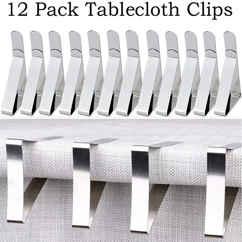 12pcs Tischdecke Clips Picknick Tisch Clips Edelstahl Tischdecke Abdeckung Klemmen Tischtuch halter ideal für Hochzeiten Party