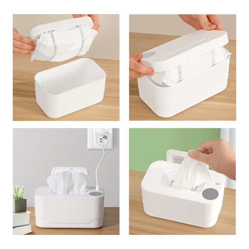 Dispenser lap basah bayi portabel, pemanas tisu basah bayi dengan tampilan Digital untuk perjalanan, rumah tangga