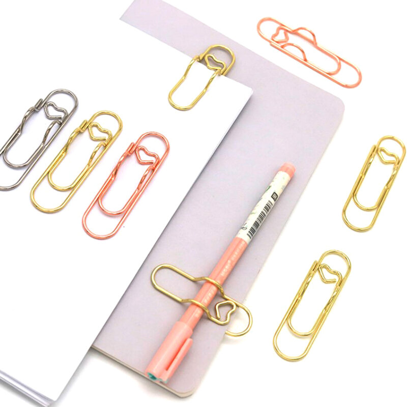 5Pcs Paper Clip Notebook Fix Pen Holder Clips Book Pin Bookmark Photo Memo Ticket Clip Stationery Office School Supplies