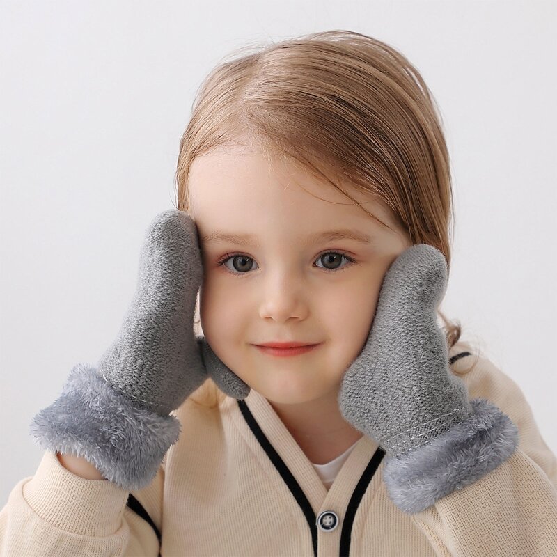 Crianças da criança luvas de inverno luvas de esqui luvas de pelúcia quente para meninas meninos 1-3years respirável universal luvas de dedo completo