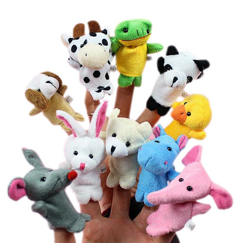 10 pz/lotto bambole interattive genitore-figlio bambole con dita animali all'ingrosso giocattoli di peluche personalizzati per bambini burattino a mano