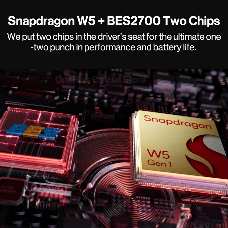 ทุกรุ่น OnePlus WATCH 2สมาร์ทวอท์ช Snapdragon W5 2GB 32GB 1.43 ''AMOLED Display Google Wear OS 4 dual ความถี่ GPS NFC