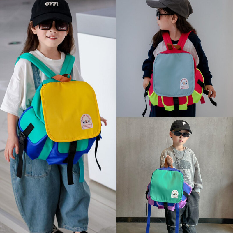 Холщовый рюкзак для мальчиков и девочек, модная школьная сумка для матерей и детей, однотонный милый ранец для начинающих ходить детей
