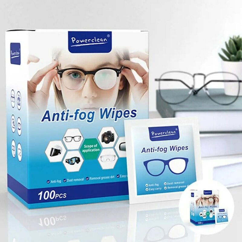 100Pcs/Box Glasses Cleaner Wet Wipe Anti-Fog Lens Wipes Misting Cleaning Lens Sunglasses Phone Screen Dust Remover Wipe Tool
