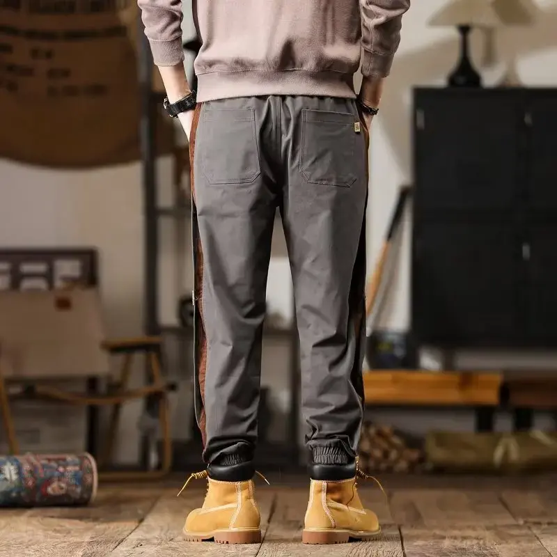 Осенняя рабочая одежда, джинсы для мужчин 2024, однотонные свободные модные длинные брюки с прямыми штанинами и манжетами, брюки для отдыха