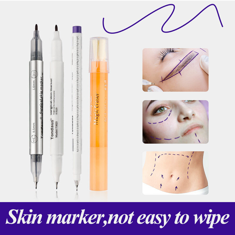 Beauty Pen Skin Marker for Eyebrow Skin Marker Pen Tattoo Positioning Magical Watermark Removal Measure Stationery Set