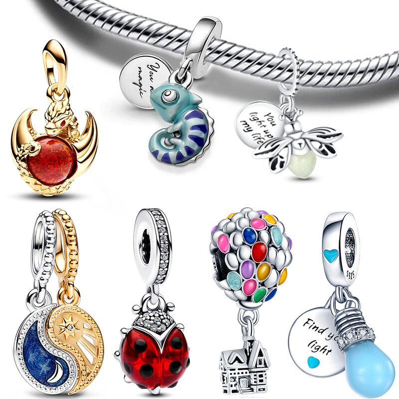 Pendentif perle en argent regardé pour bracelet Pandora pour filles, série fleur, onze breloques poubelle, bijoux cadeaux, nouveau, 2024