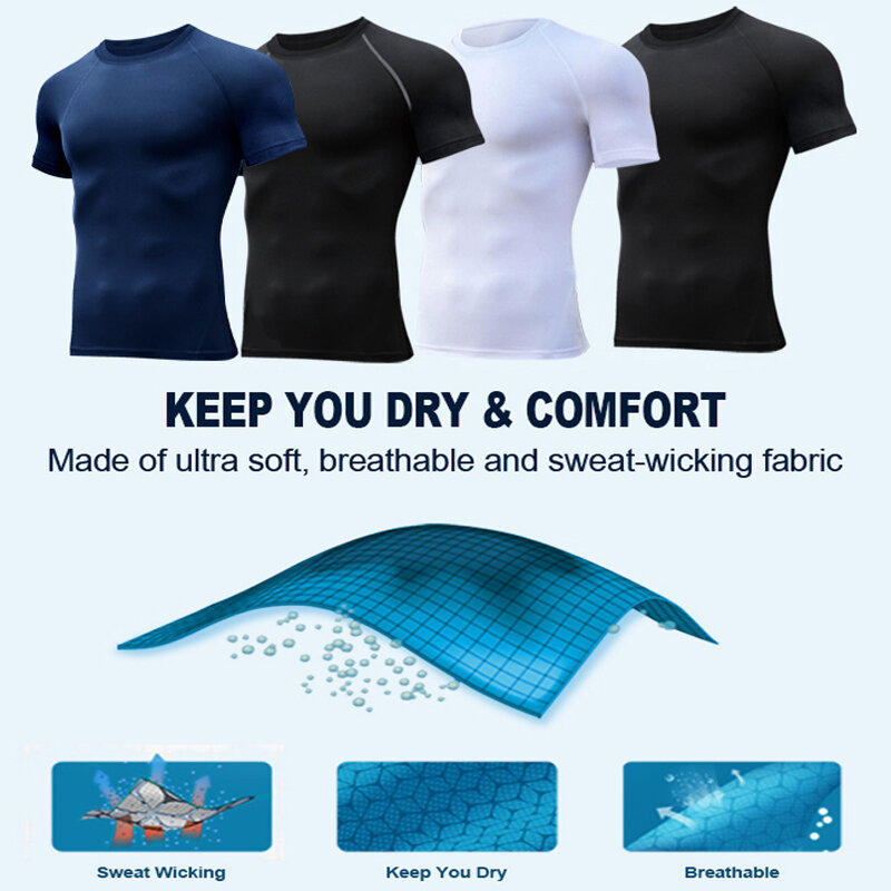 Spider Print Compression Shirts for Men Gym Workout Fitness Undershirts Short Sleeve Quick Dry Athletic T-Shirt Tops Sportswear
