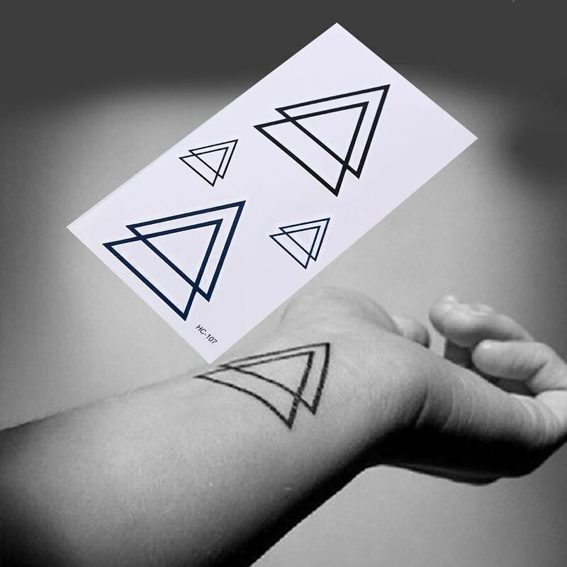 Tatuajes temporales de pintura corporal geométrica, tatuajes triangulares de estilo moderno, tatuajes corporales Unisex, tatuajes impermeables