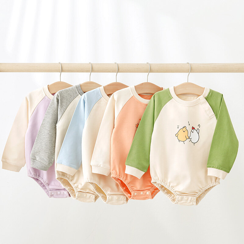 Barboteuse de printemps en coton doux avec imprimés adorables, pour bébés filles et garçons, tailles 6 à 24 mois