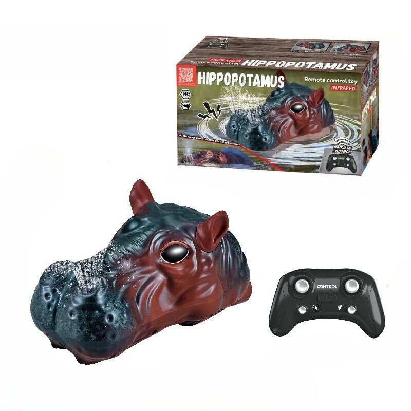Hippopotame télécommandé pour enfants, double hélice, simulation de jet d'eau, animal, bateau télécommandé, jouets électriques Rc
