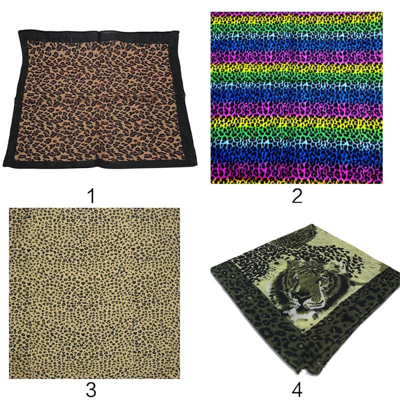 Bohemian Vintage Leopard Print Unisex Cotton Square Scarf Outdoor Cycling