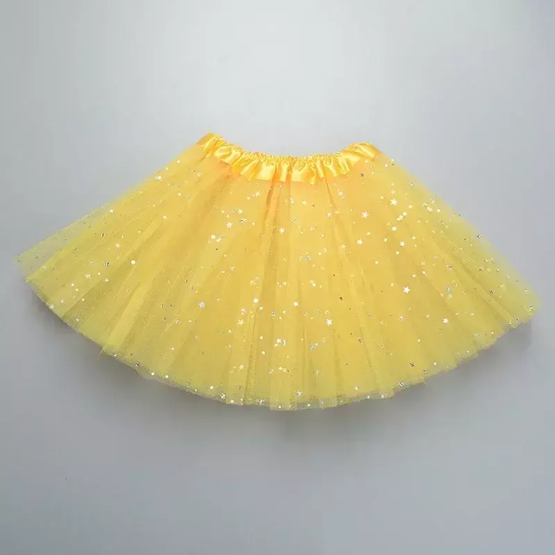 กระโปรงบัลเล่ต์สั้นผ้าบางรูปดาวผ้าโปร่งสำหรับเด็กผู้หญิงชุดเต้นบัลเล่ต์แฟนซีชุดปาร์ตี้ ROK MINI ชุดไปงานเต้นรำ