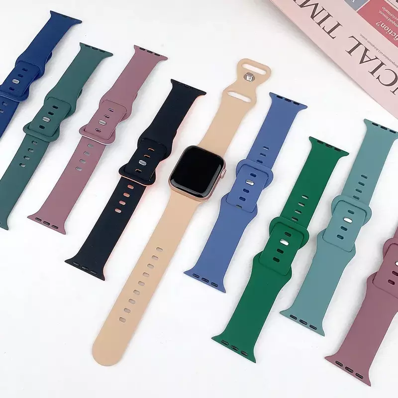 Armband für Apple Uhren armband 44mm 41mm 45mm 40mm 49mm 42mm 38mm 44mm Silikon Sport Armband iwatch Serie 9 8 7 se 6 5 4 ultra 2