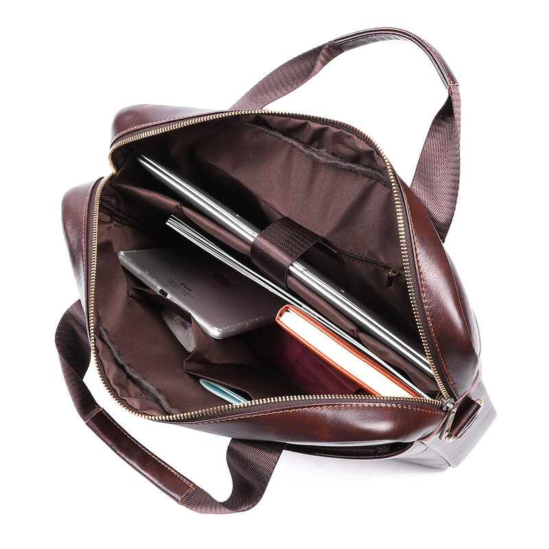 Men Handbag 15.6 Inch Laptop Bag Business Retro  Briefcase Nature Leather Crossbody Shoulder Bag Men's Briefcase